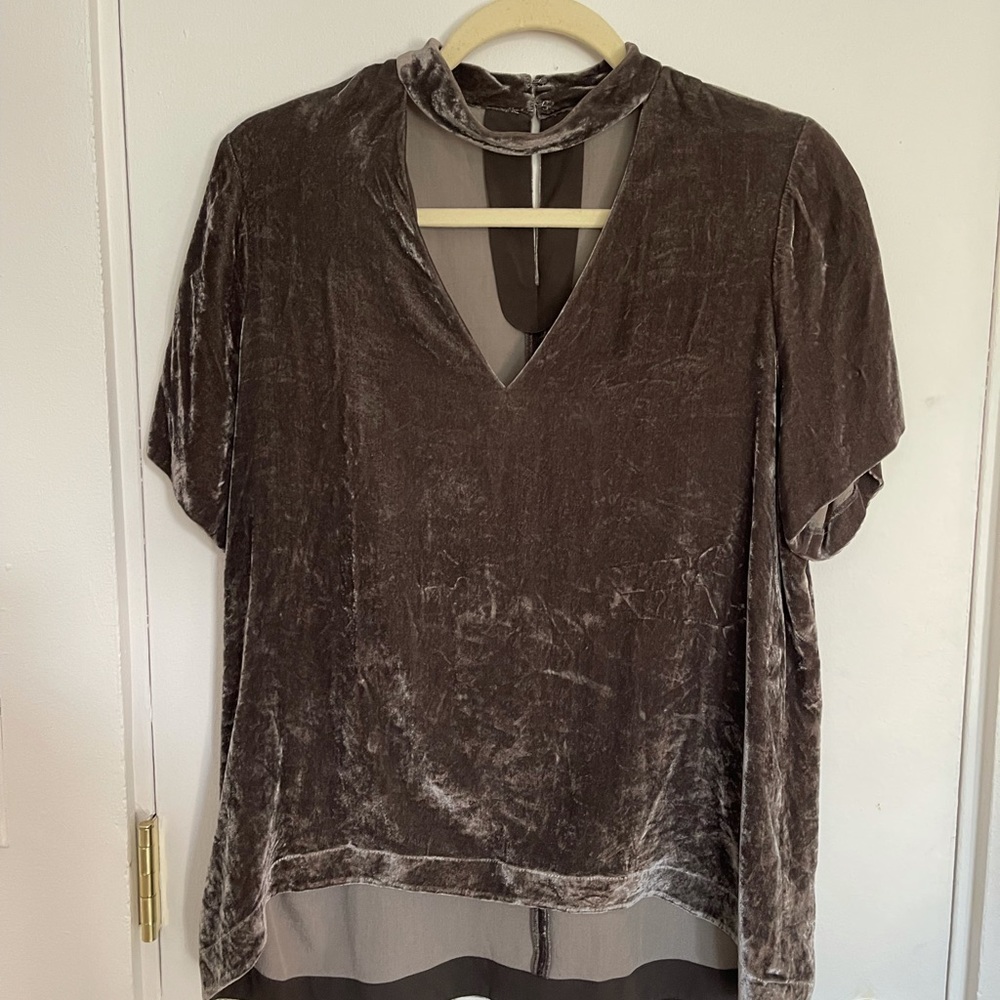 Madewell Velvet Choker Top in gunmetal - Picture 6 of 7